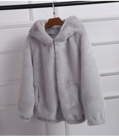 Women's Plush Jacket Warm Hood Fleece Surface