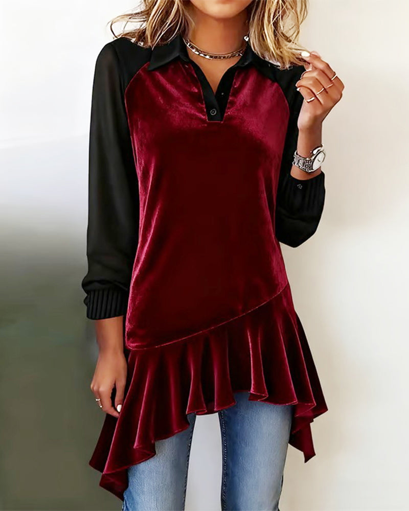 Stylish Shirt Lapel Patchwork Design