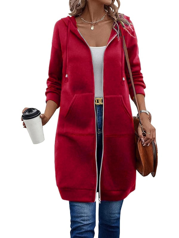 Women's Long Sleeve Hooded Zipper Jacket