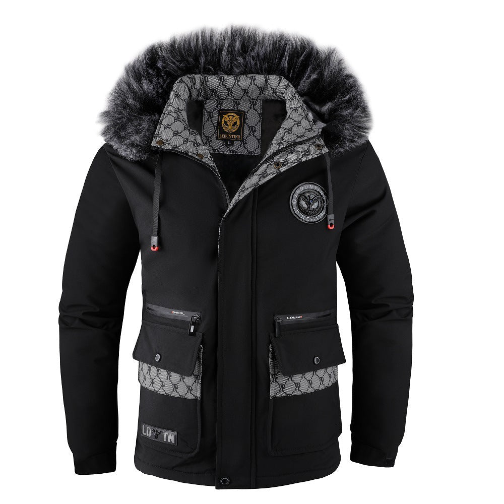 Men's Winter Jacket with Detachable Fur Hood