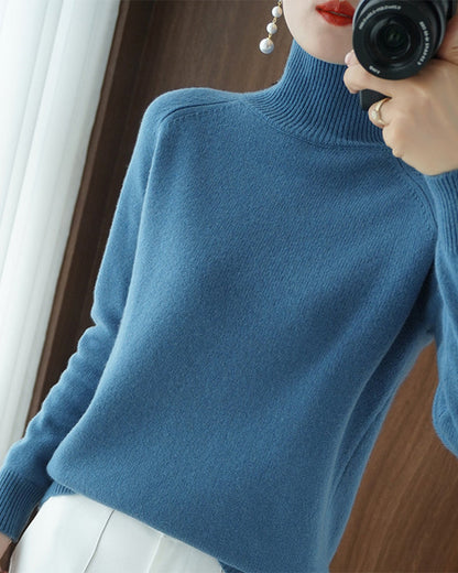 Elegant Solid Color Long-Sleeve Sweater