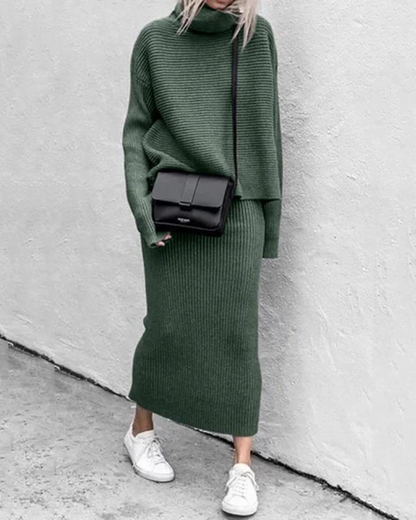 Elegant High Neck Two-Piece Dress Set