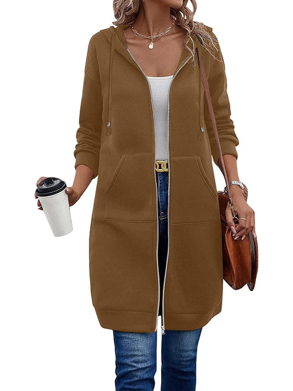 Women's Long Sleeve Hooded Zipper Jacket