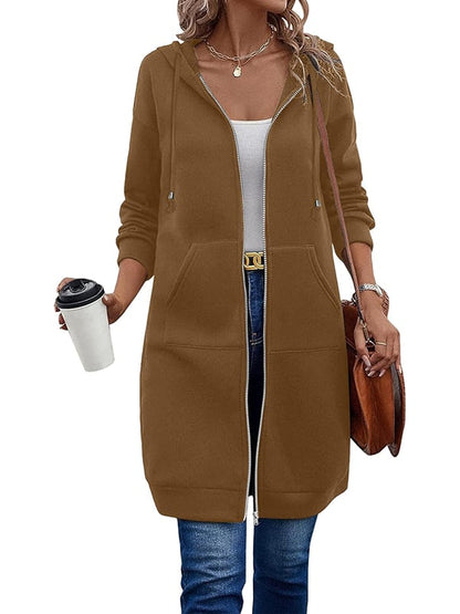Women's Long Sleeve Hooded Zipper Jacket