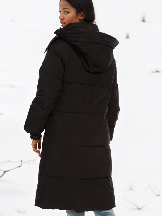 Stylischer Winterparka Schwarz Mit Kapuze - IdealeKleiden