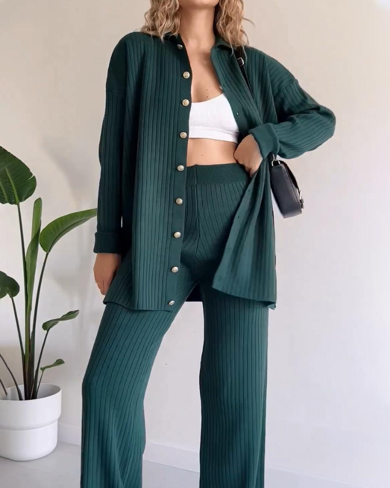 Lässige Strick-Kleidung 2-Teiliges Outfit - IdealeKleiden