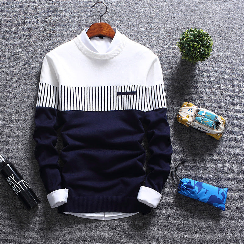 Classic Sweater Wool Blend Crew Neck Stripes