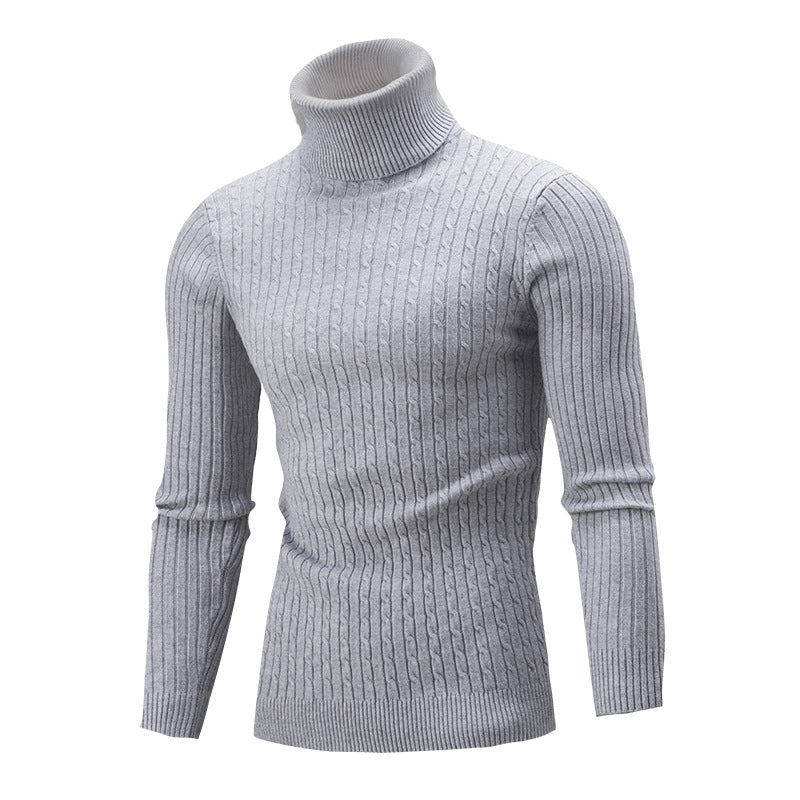 Men's Turtleneck Sweater Cable Knit Elegant Look