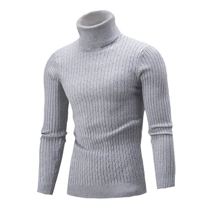 Men's Turtleneck Sweater Cable Knit Elegant Look
