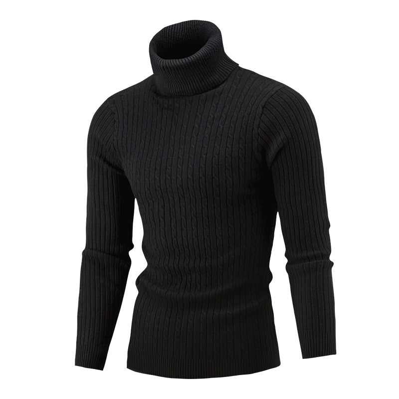 Men's Turtleneck Sweater Cable Knit Elegant Look