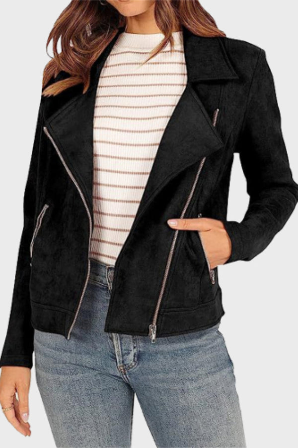 Lederjacke Damen Biker Style Kurz