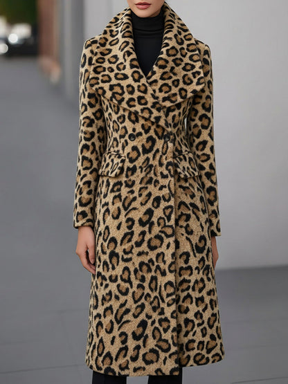 Elegant Leopard Winter Jacket Wool