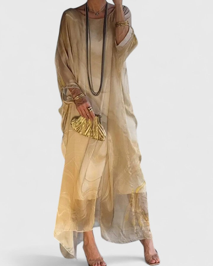 Women's Maxi Dress Batwing Sleeves Elegant Loose Design