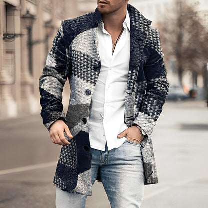 Men's Winter Coat Elegant Long Buttons