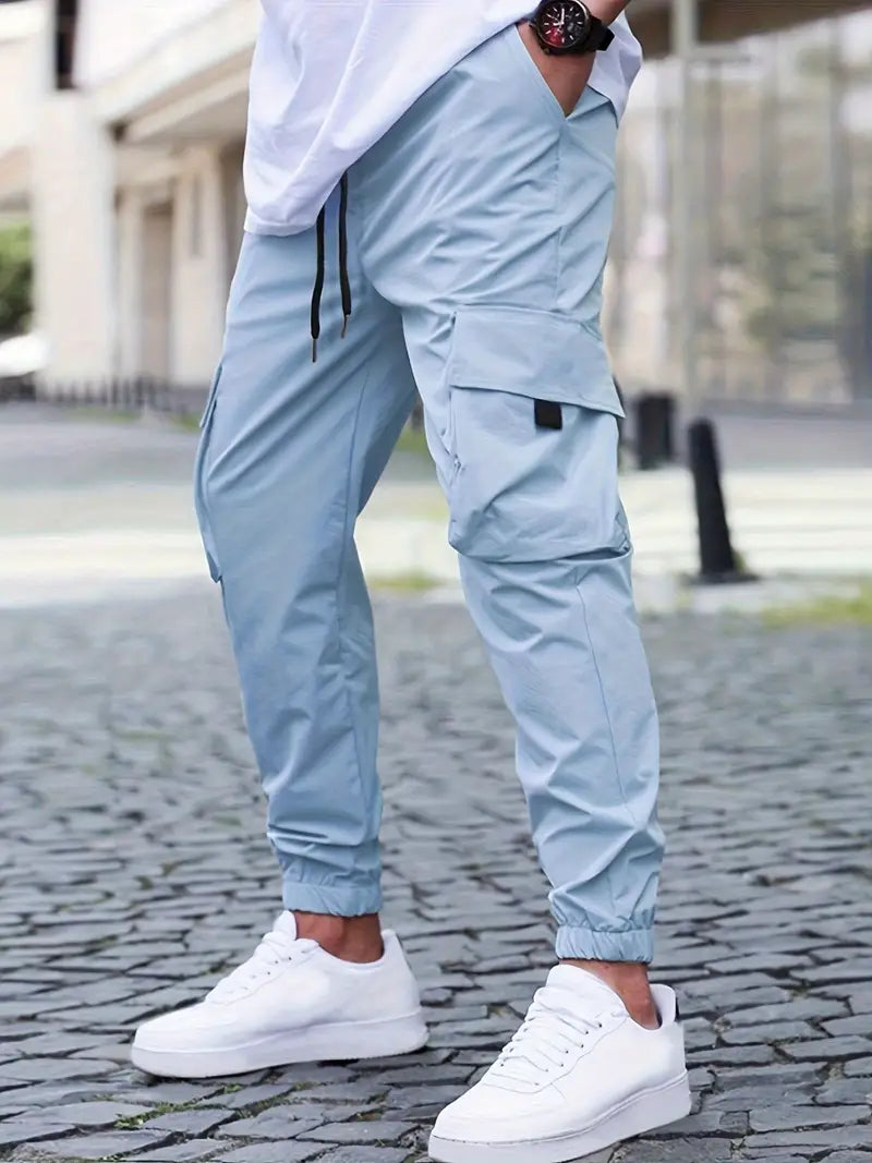 Herren Cargohose Modern Bequem Kordelzug - IdealeKleiden