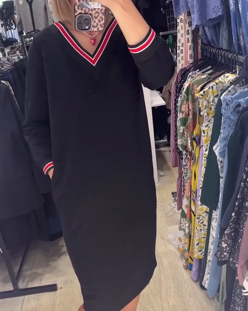 Women's Dress V-Neck With Pockets