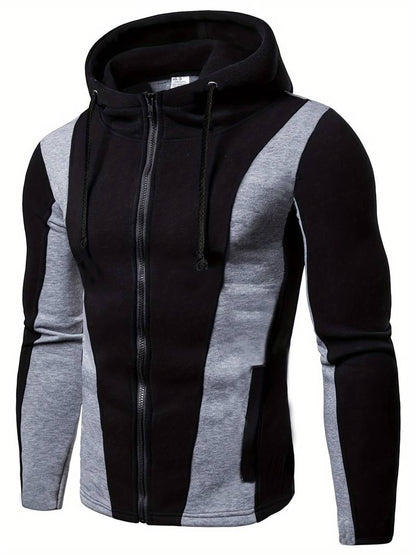 Stylish Men's Hoodie Color Block Design