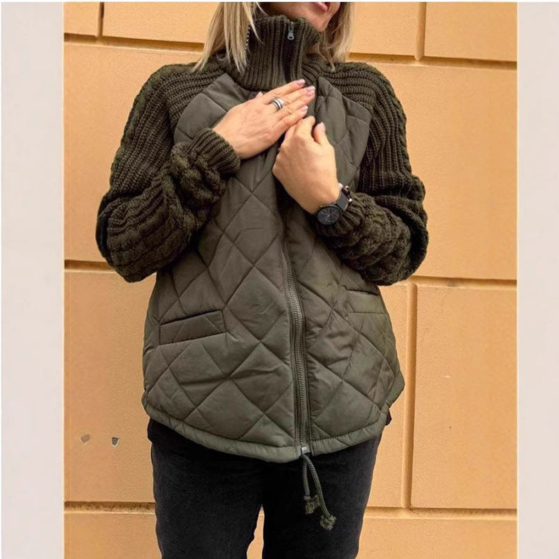 Soft Quilted Jacket Women Warm Knit