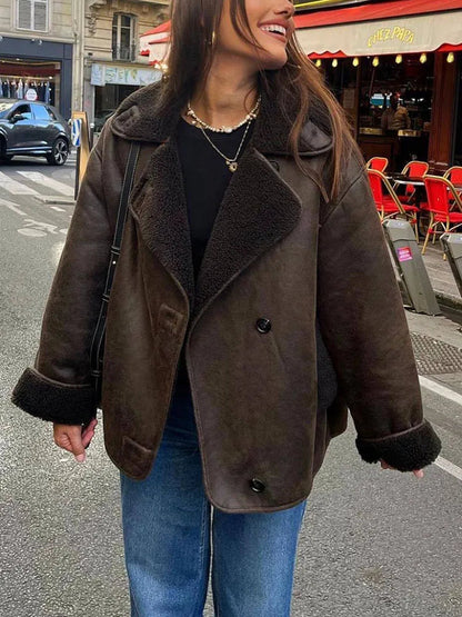 Übergroße Fleecejacke Mit Reverskragen Warm Und Bequem - IdealeKleiden
