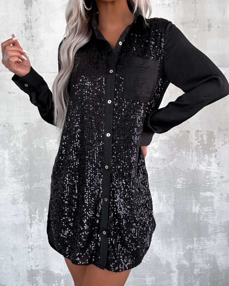 Elegant Dress Lapel Button Glitter