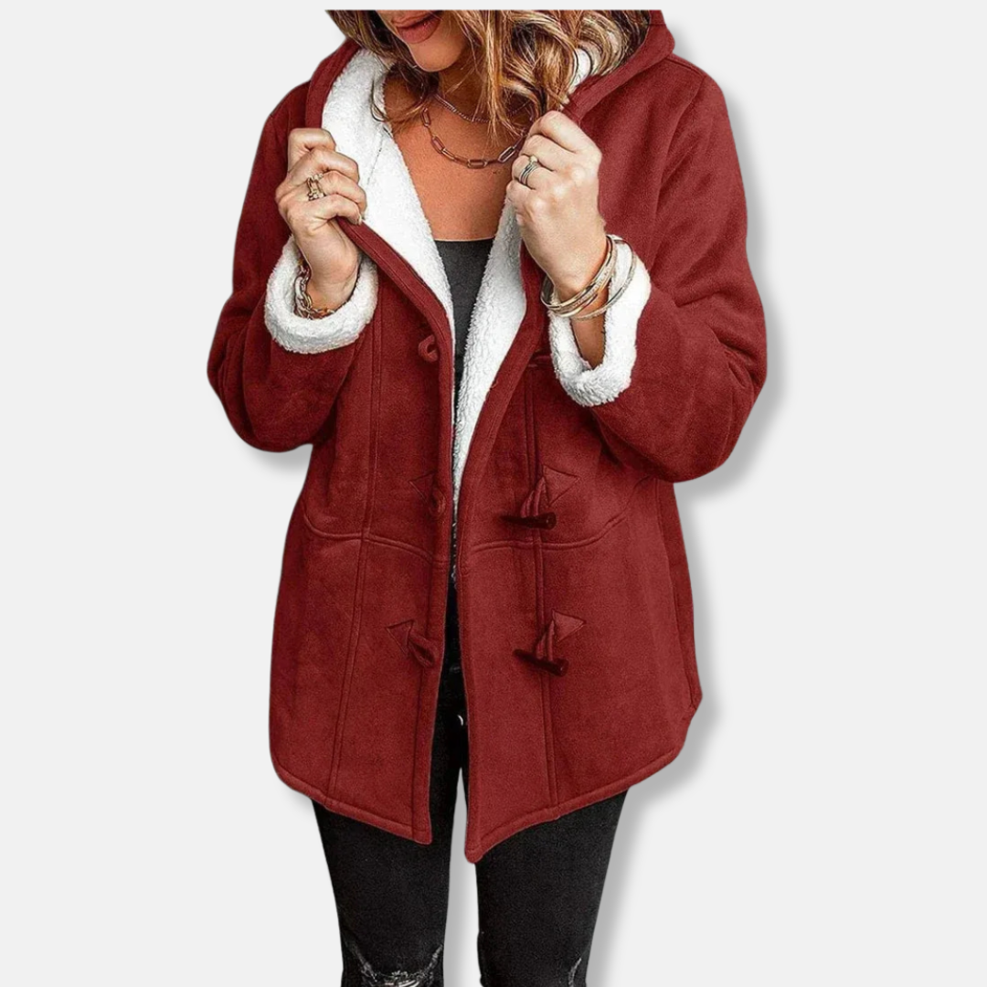 Women's Mid-Length Casual Hooded Fleece Jacket