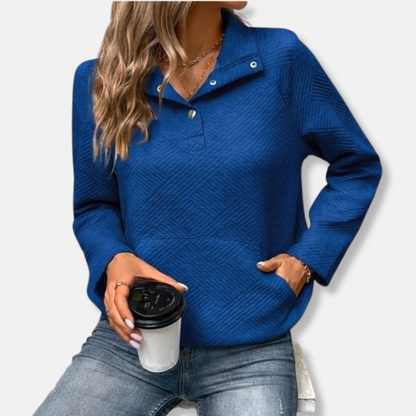 Cozy Sweatshirt with Collar Cotton Jumper