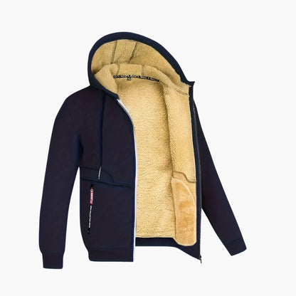 Cozy Men's Jacket Fleece Lined Hood Warm