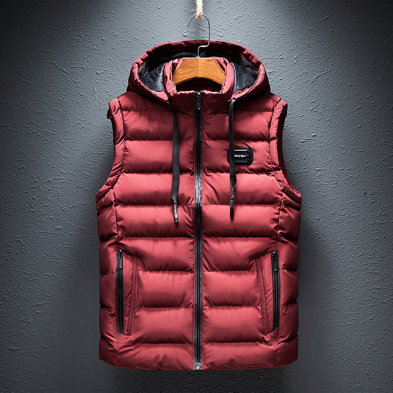 Men's Fleece Vest Hooded Warm