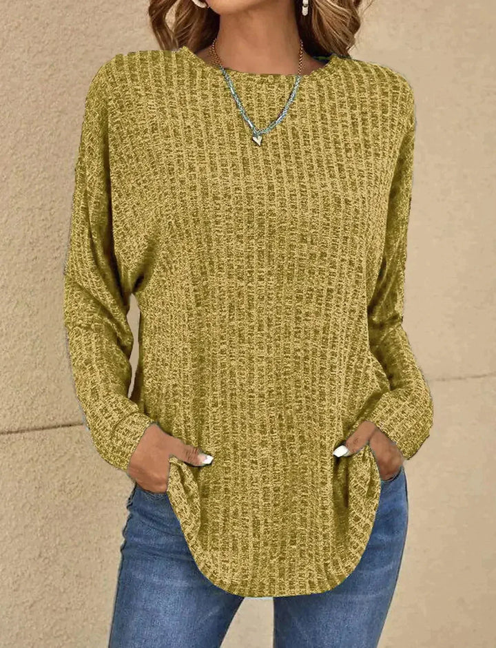 Elegant Blended Round Neck Long Sleeve Sweater