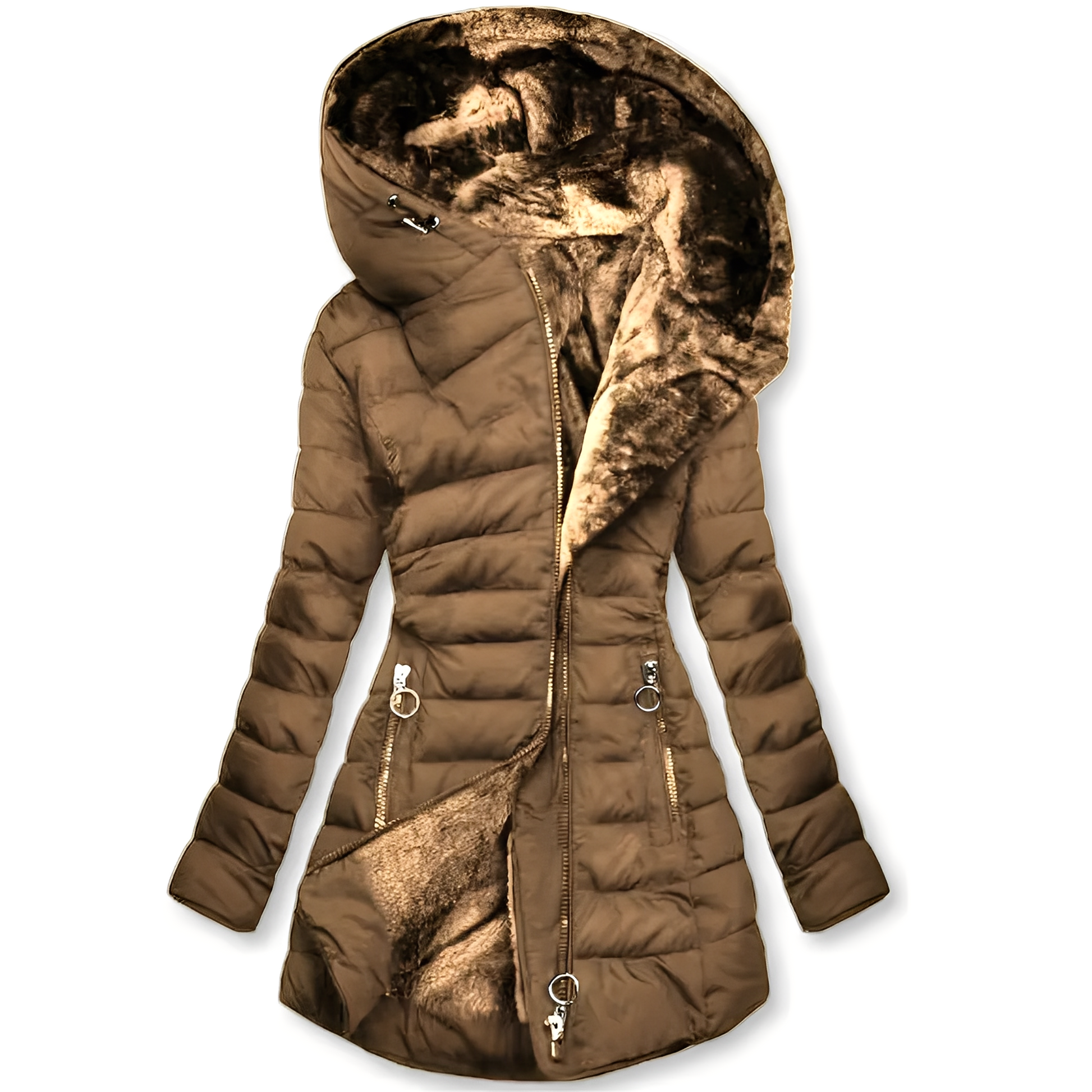 Stylische Damen Winterjacke mit Kapuze - IdealeKleiden