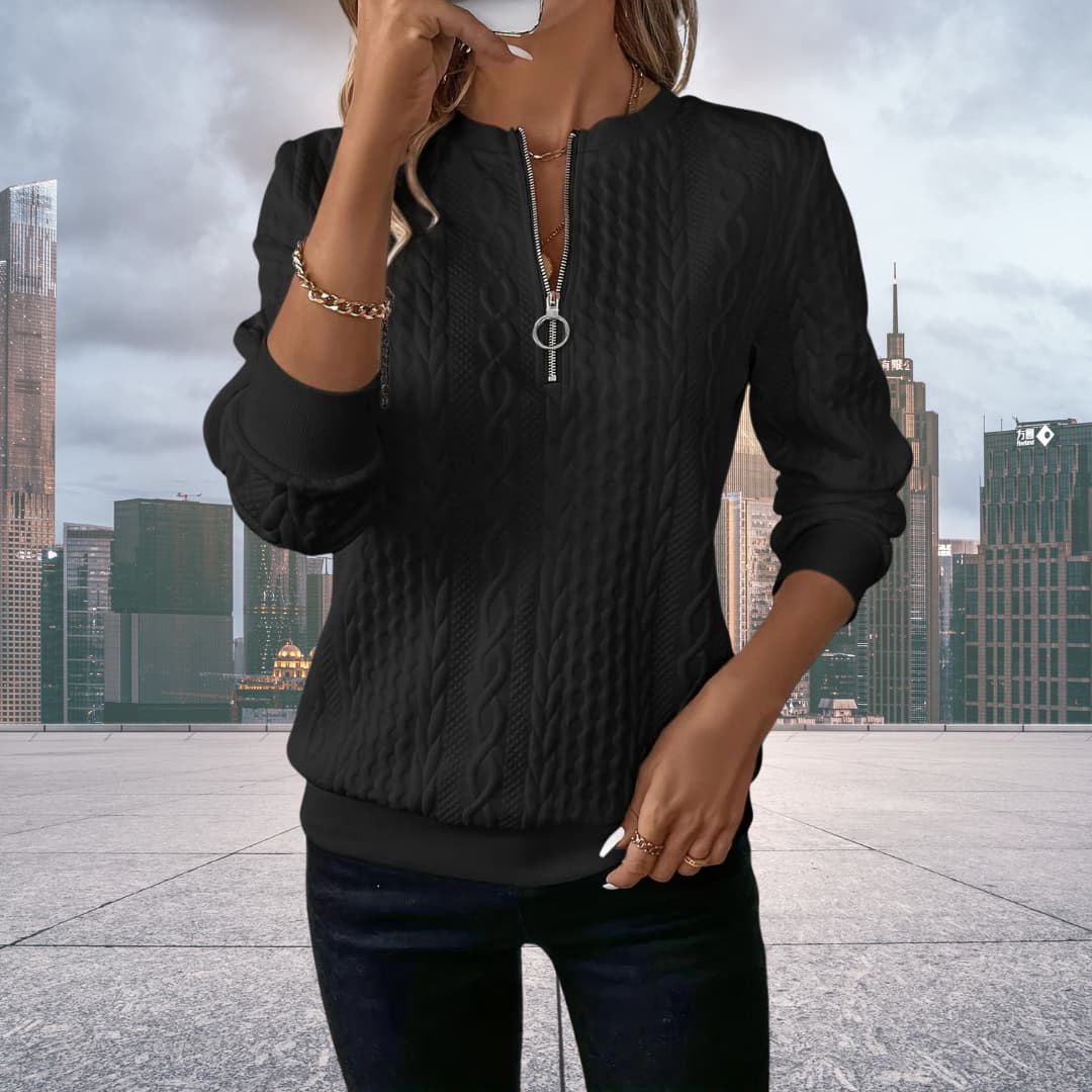 Women's Comfortable Knitted Sweater with Zipper