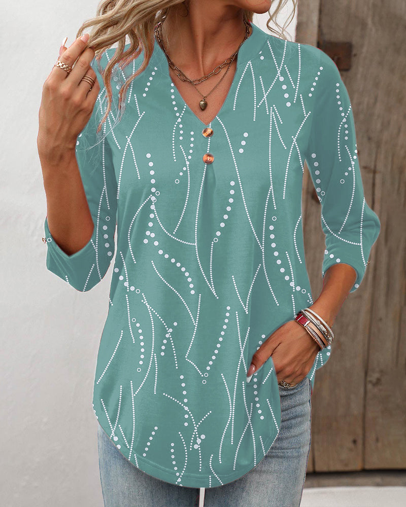 Stylish women's dress with button placket and V-neck