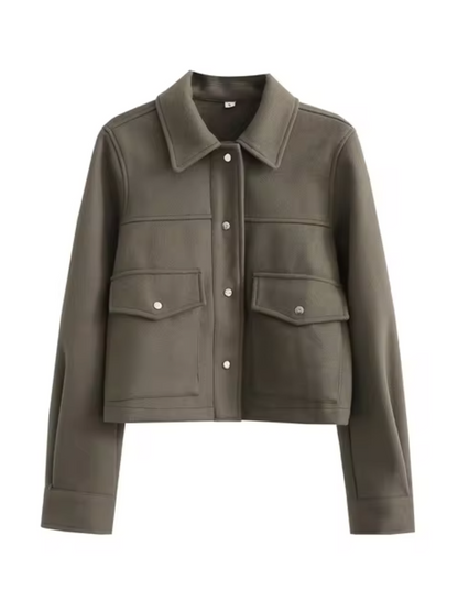 Chic Women's Jacket With Buttons and Front Pockets