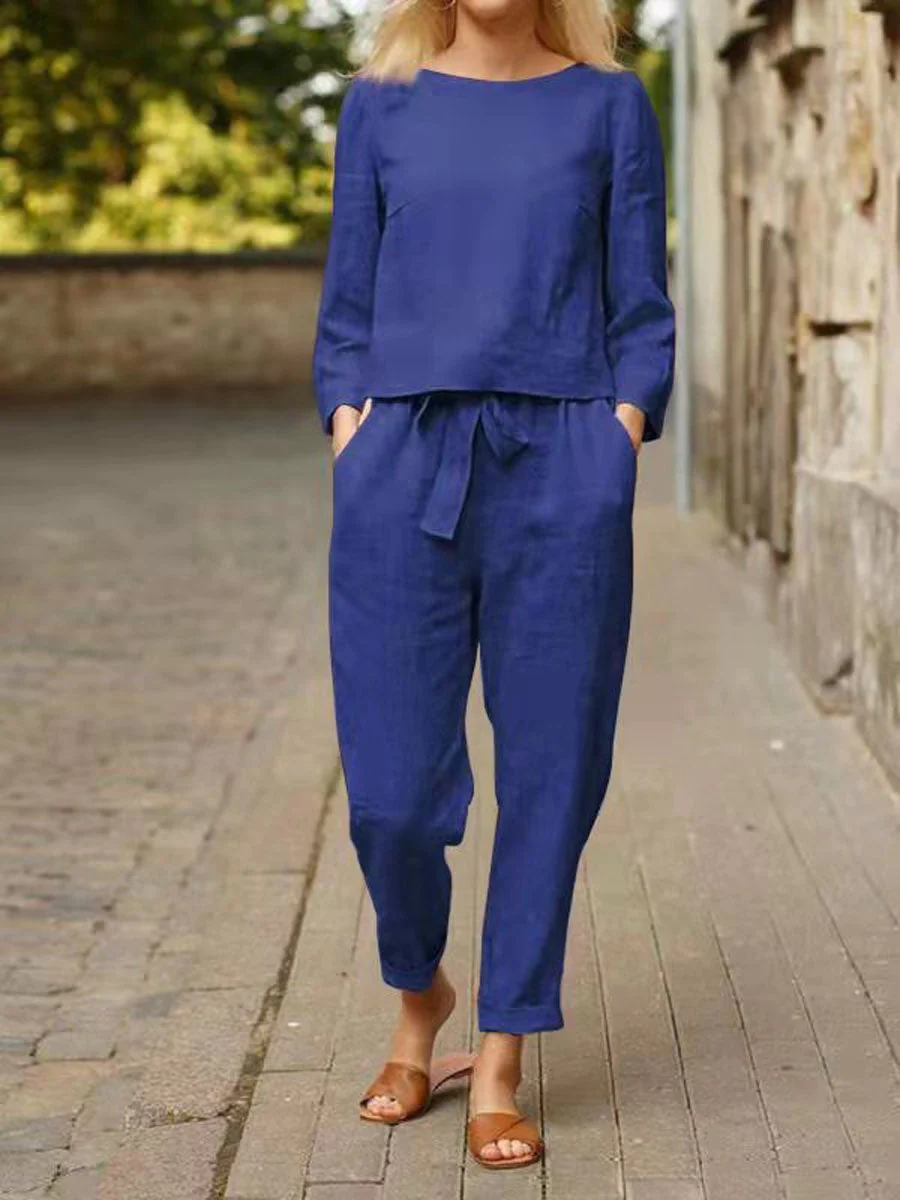 Women's Sports Set Long Sleeve Top High Waist Pants
