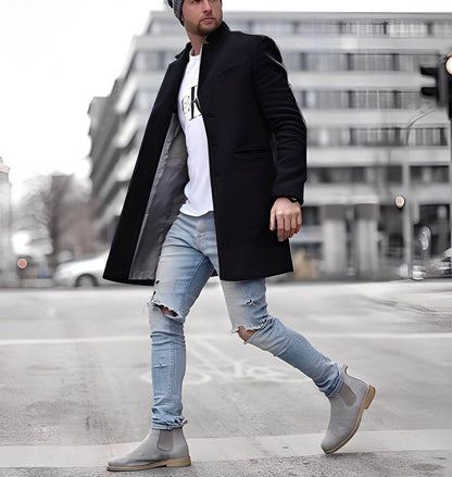 Stylish Men's Long Wool Coat
