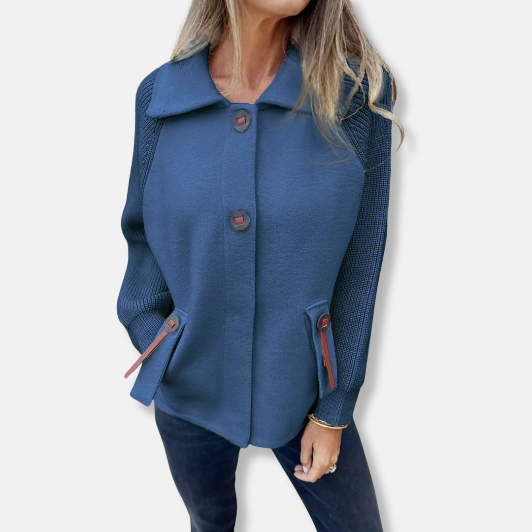 Casual Women's Knitted Jacket with Button Closure