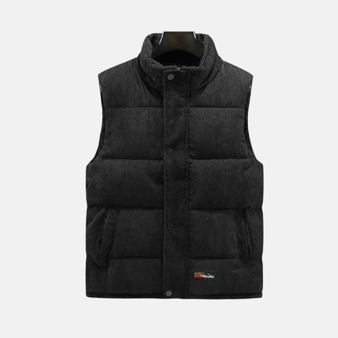 Men's Corduroy Vest Relaxed Fit High Collar