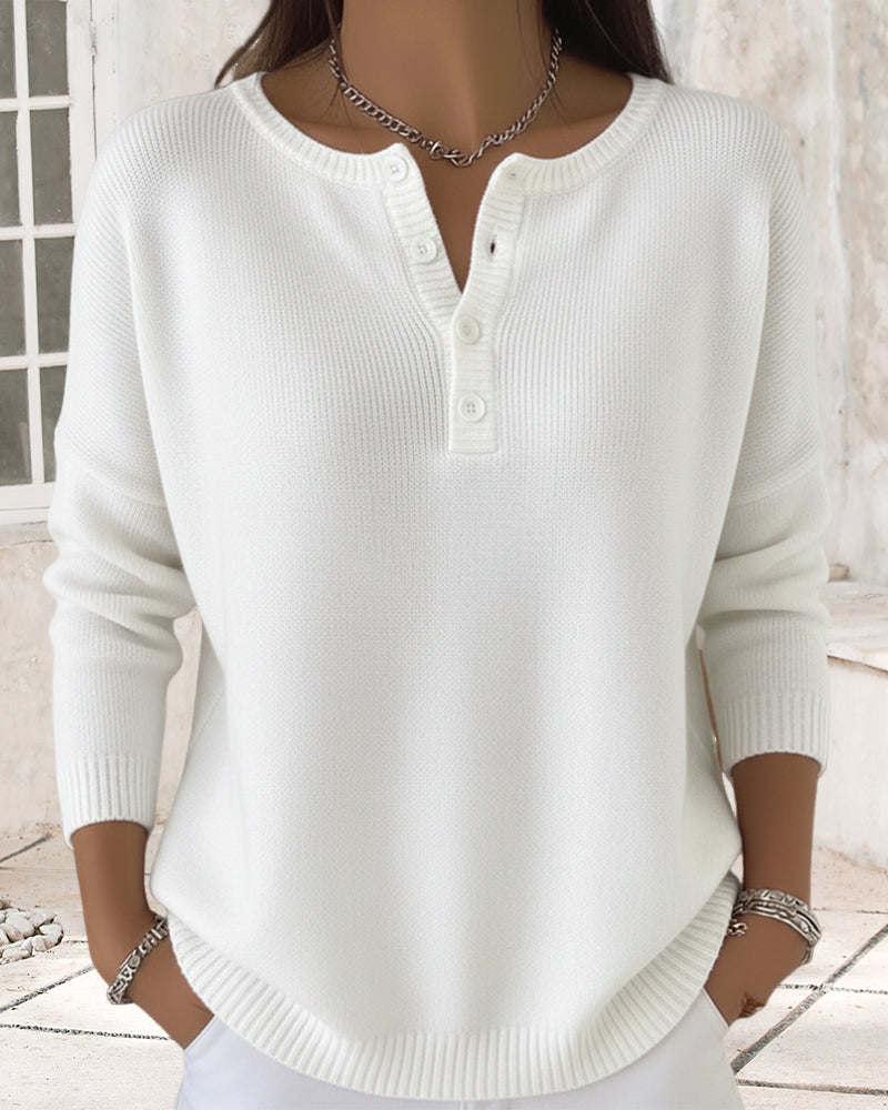 Elegant Knitted Cardigan Plain Buttons