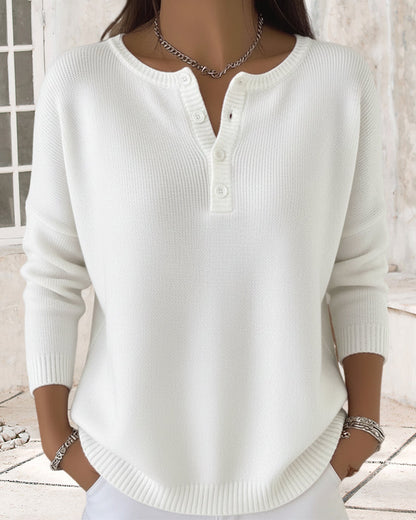Elegant Knitted Cardigan Plain Buttons
