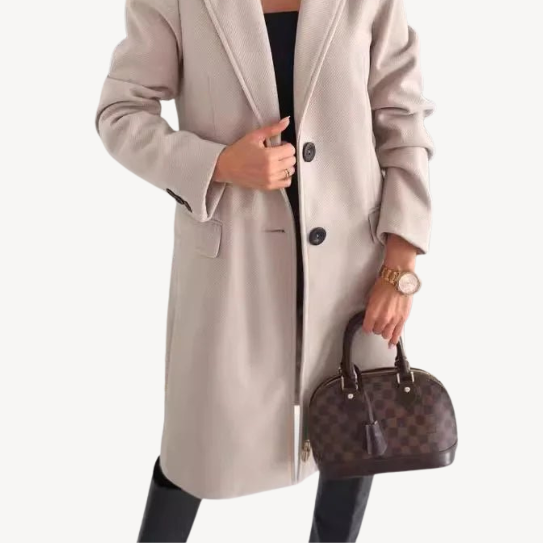 Women's Winter Coat Wool Blend with Practical Pockets