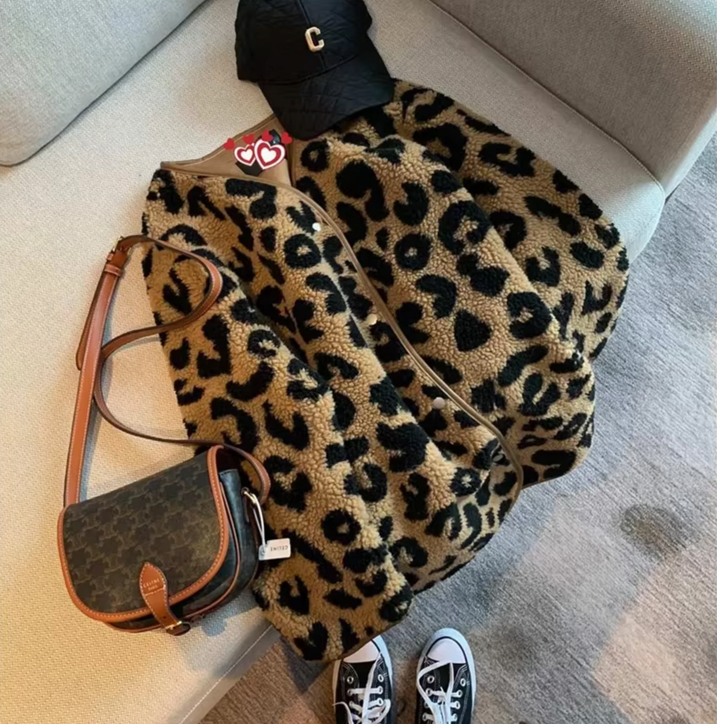 Fashionable Leopard Print Fleece Jacket Trendy