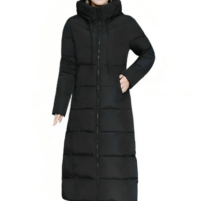 Women's Long Quilted Winter Jacket with Hood for Autumn