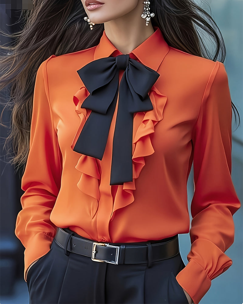 Elegant Women's Dress Bow Ruffles