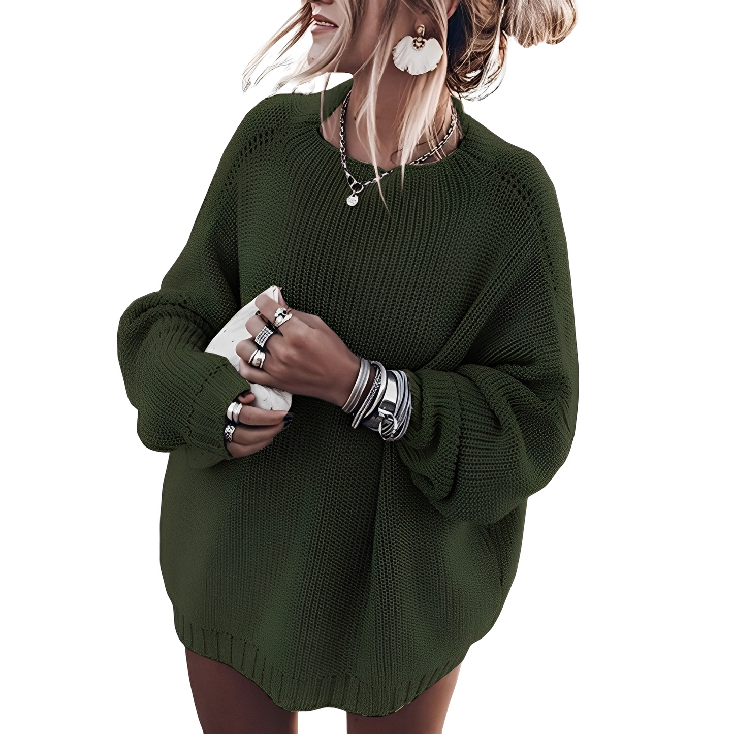 Damen Pullover Weites Grobstrick-Design