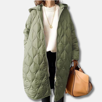 Women's Long Quilted Oversized Hooded Winter Jacket