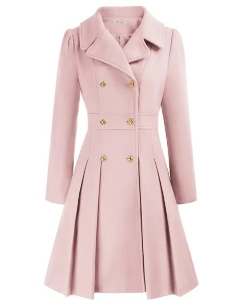 Elegant Women's Coat Wool Pleated Skirt