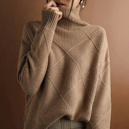 Valentina - Women's High-Neck Wool Sweater