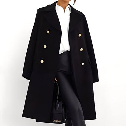 Stylish Women's Wool Coat Double-Button Design