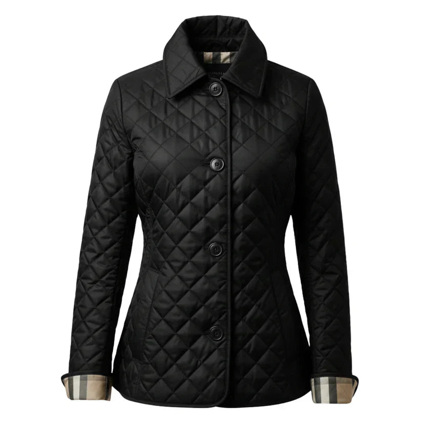 Damen Steppjacke Diamant Muster Elegante Knöpfe