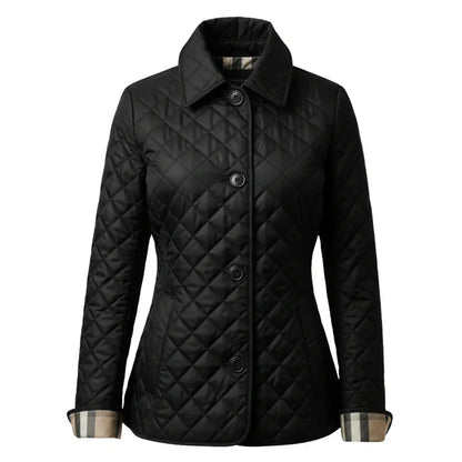 Damen Steppjacke Diamant Muster Elegante Knöpfe